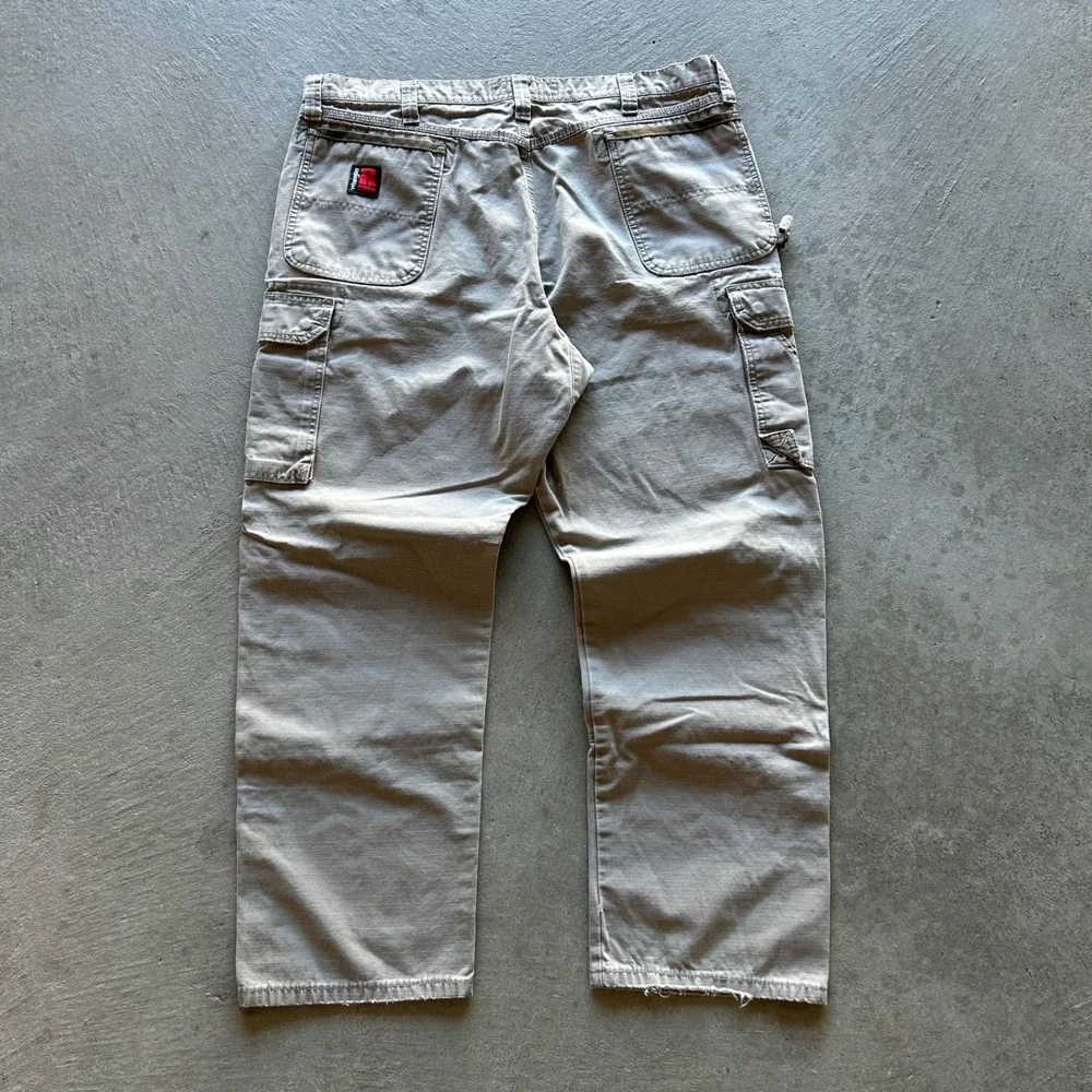 Vintage Wrangler Riggs Cargo Pants Size‎ 40x30 Tan Double Knee Workwear Ripstop